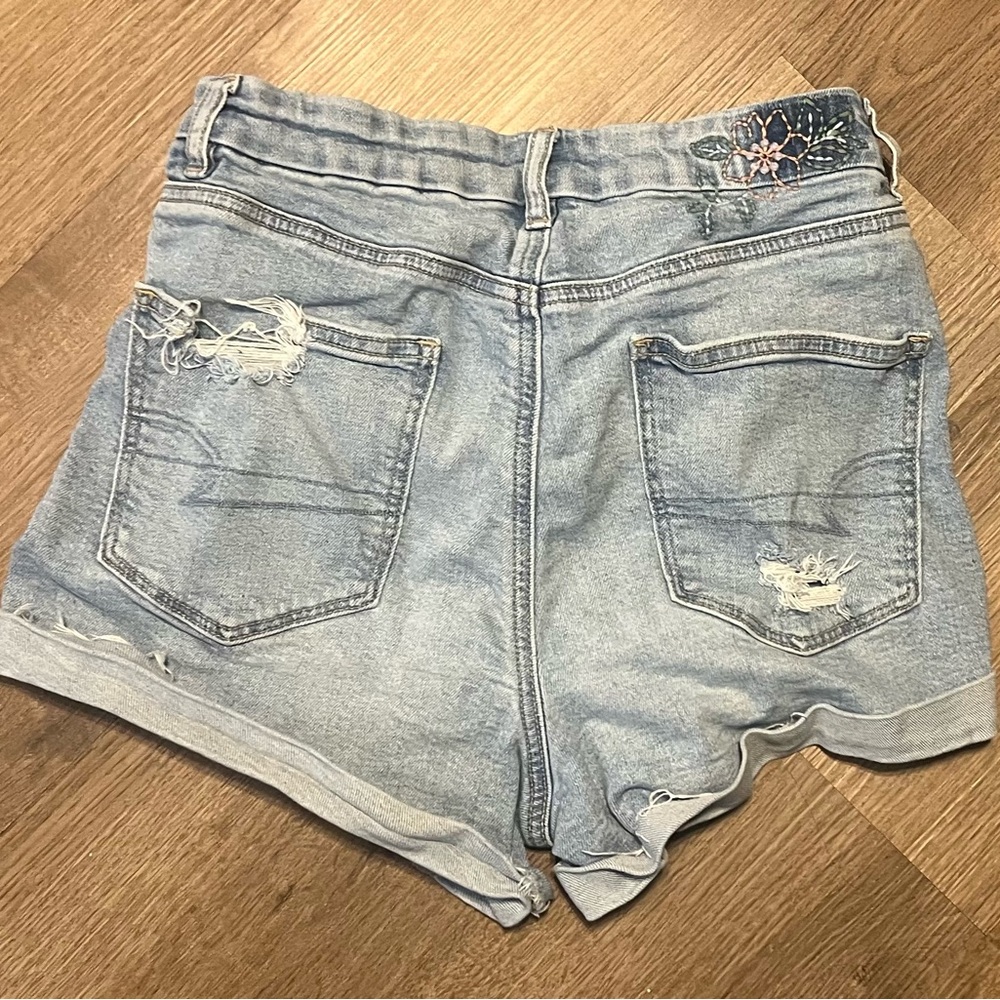American Eagle Outfitters Ripped Light Blue Jean Shorts - Picture 2 of 4